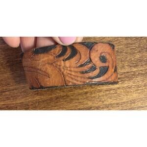 Vintage Hand Tooled Leather Thick Cuff Bracelet Arm Wrist Brown Snap Cuff